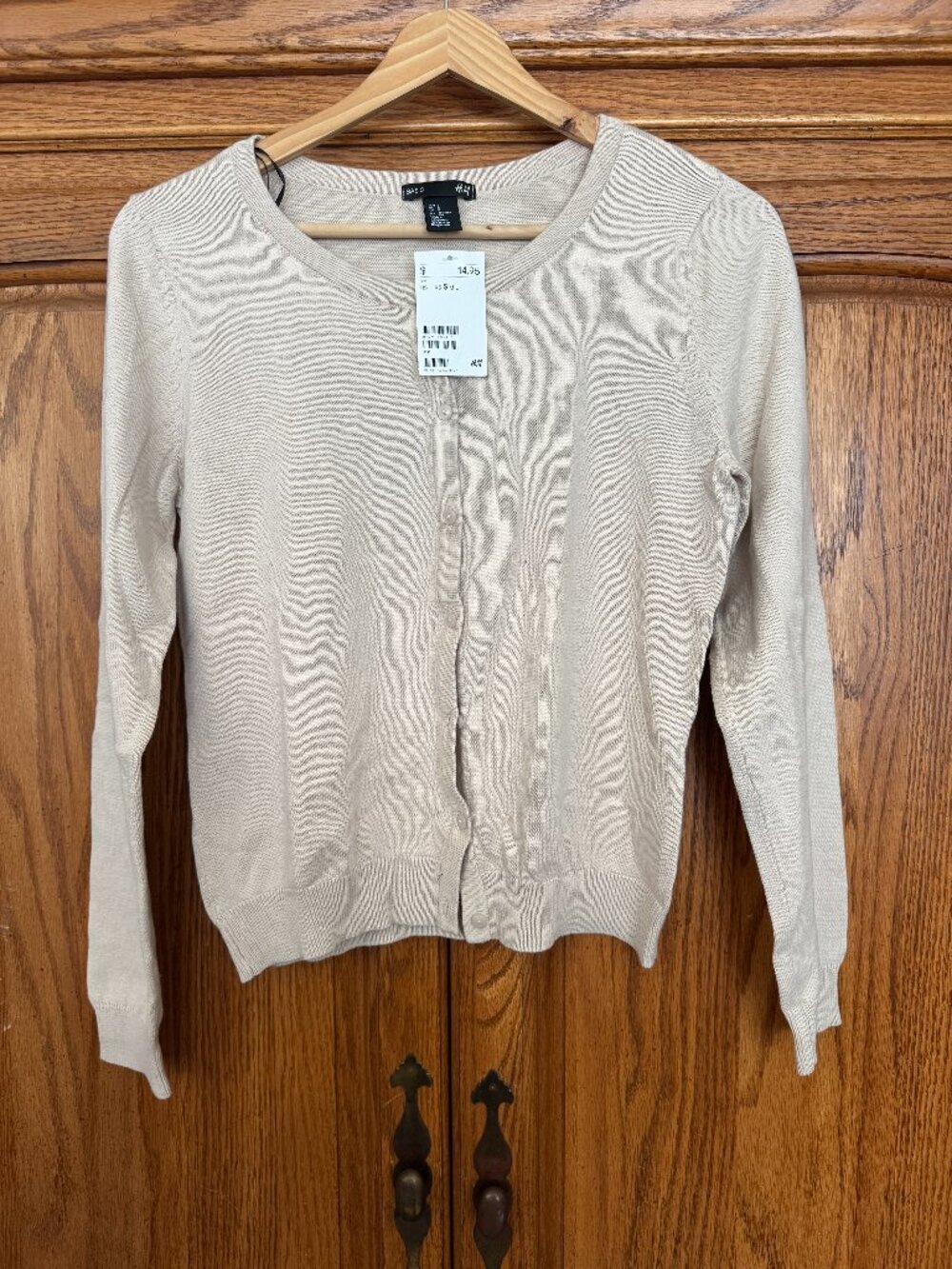 H&M Beige Crew Neck Button Cardigan